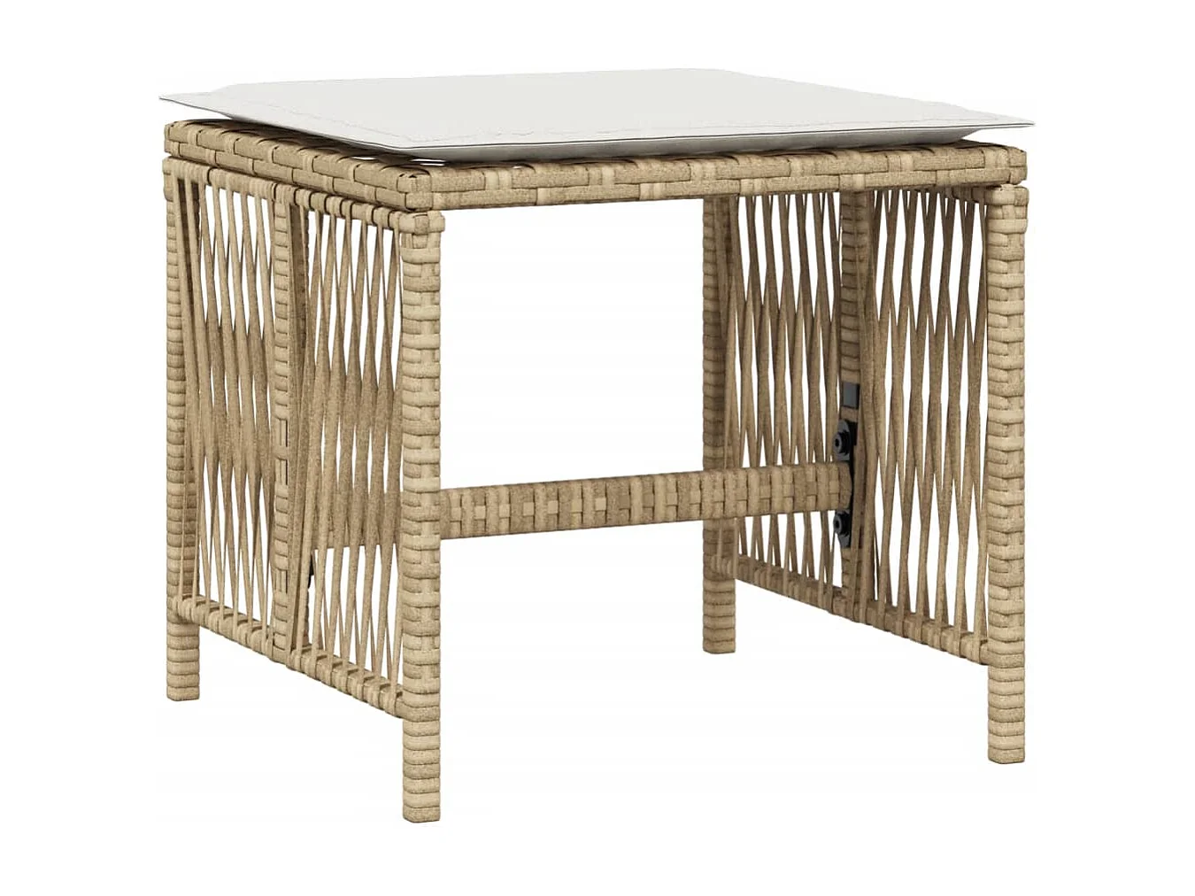 Set di 4 sgabelli e cuscini da giardino in rattan beige 41x41x36 cm