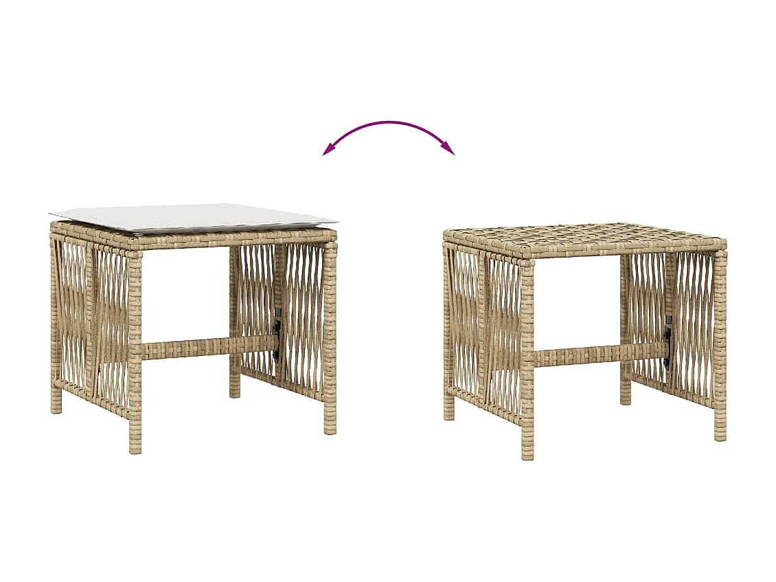 Set di 4 sgabelli e cuscini da giardino in rattan beige 41x41x36 cm