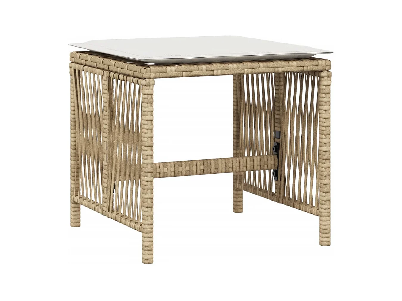 Tabourets de jardin et coussins lot de 4 beige 41x41x36cm rotin
