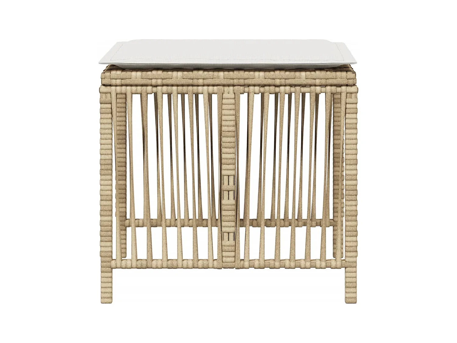 Tabourets de jardin et coussins lot de 4 beige 41x41x36cm rotin