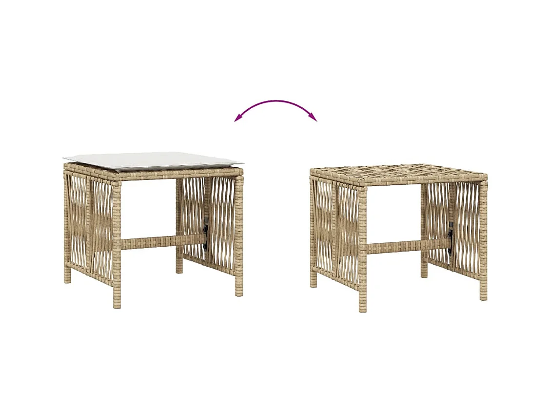 Tabourets de jardin et coussins lot de 4 beige 41x41x36cm rotin