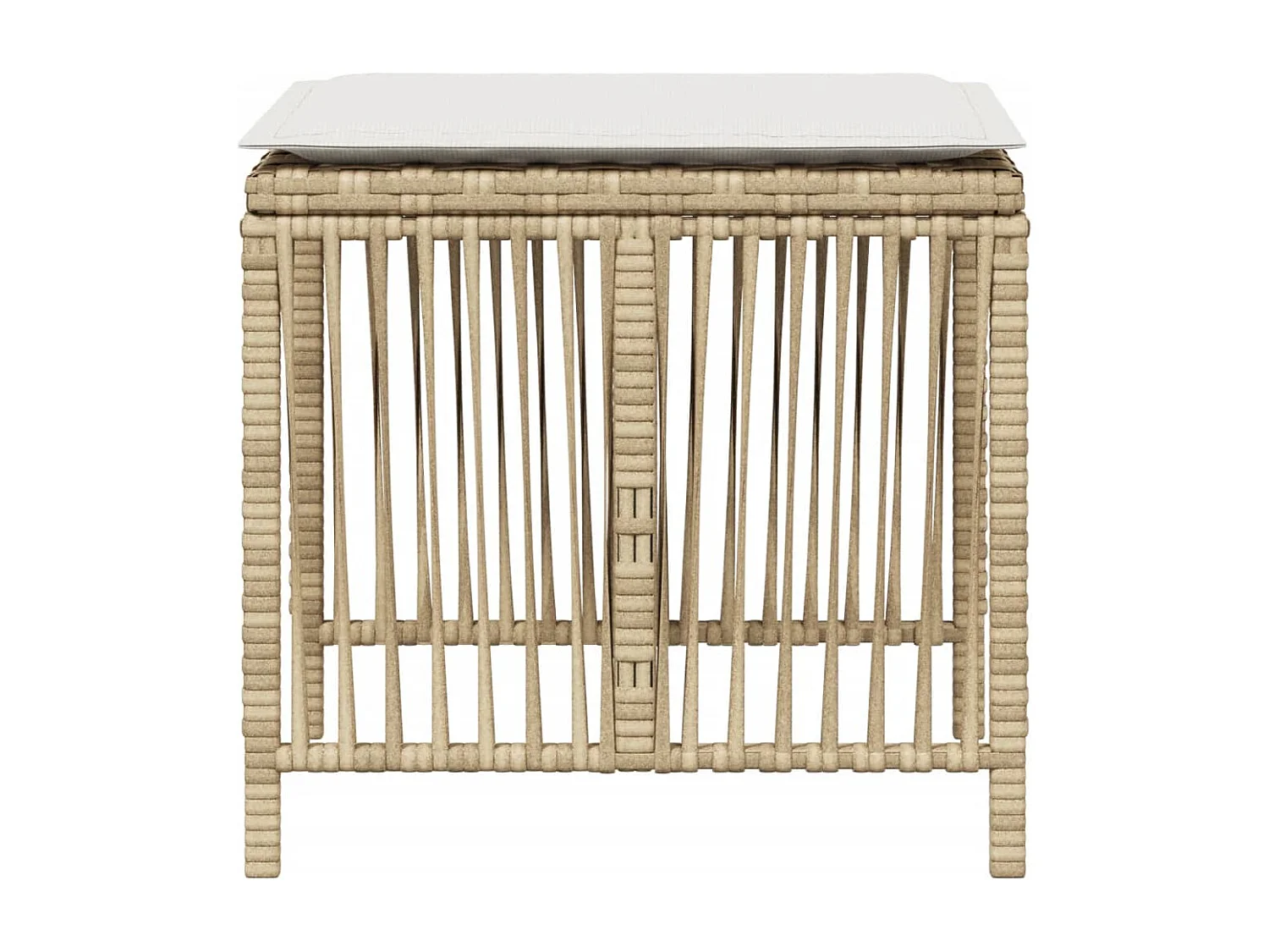 Tabourets de jardin et coussins lot de 4 beige 41x41x36cm rotin