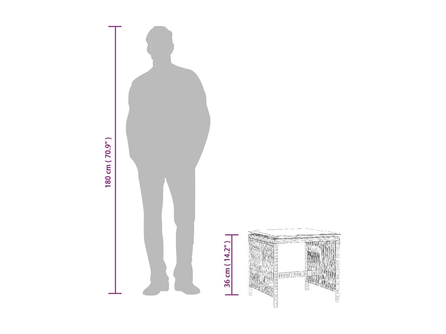 Tabourets de jardin et coussins lot de 4 beige 41x41x36cm rotin