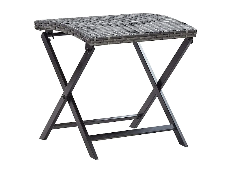 Taburete plegable de resina tejida gris