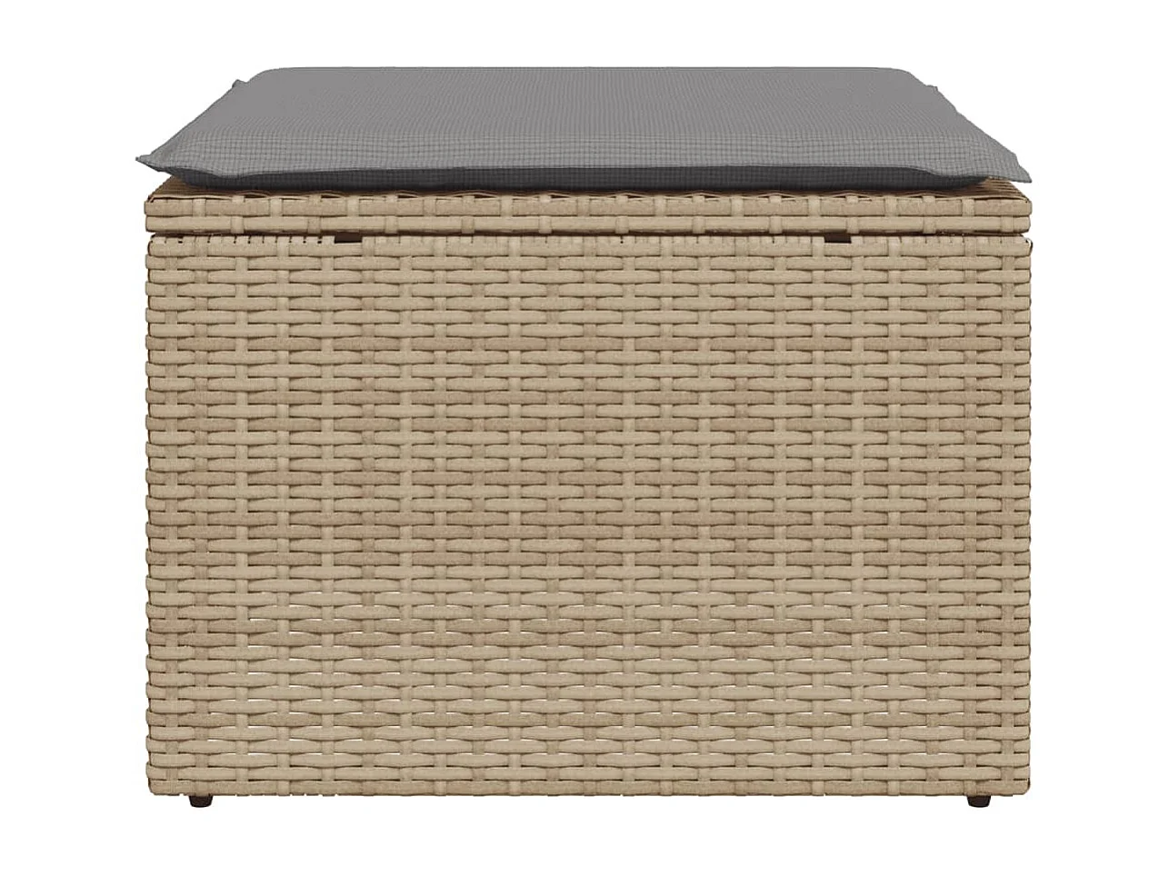 Banqueta de jardim com almofada bege 55x55x37cm resina tecida