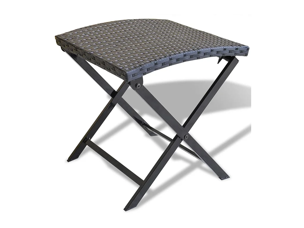 Tabouret pliable Résine tressée Noir