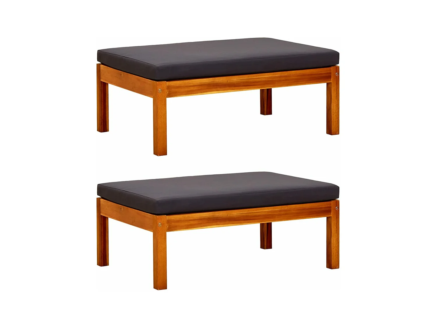 Repose-pieds de jardin lot de 2 Bois d'acacia massif