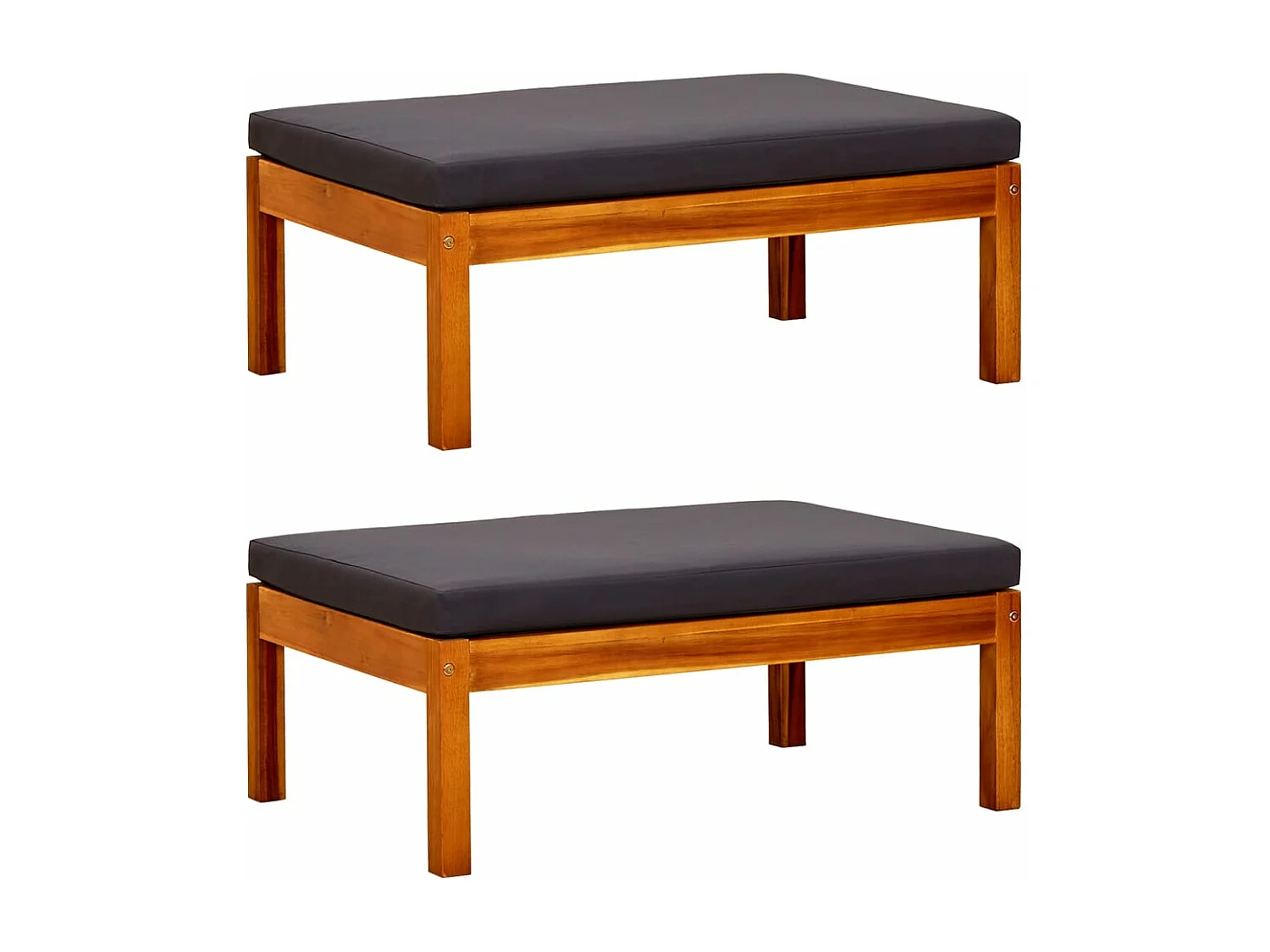 Repose-pieds de jardin lot de 2 Bois d'acacia massif