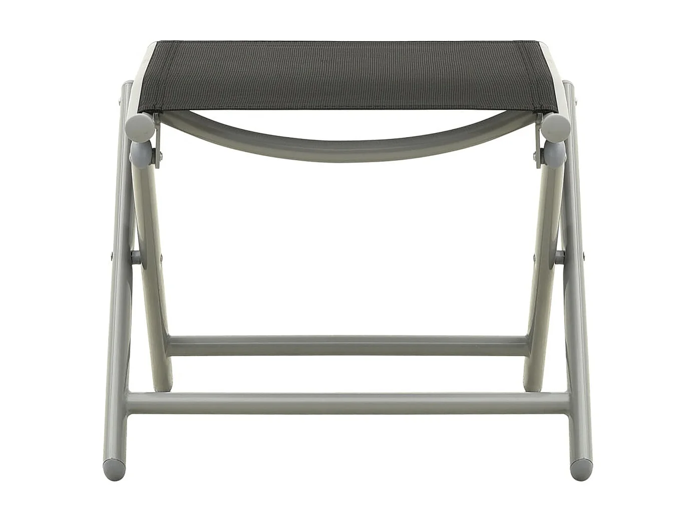 Repose-pied pliable noir et argenté textilène et aluminium