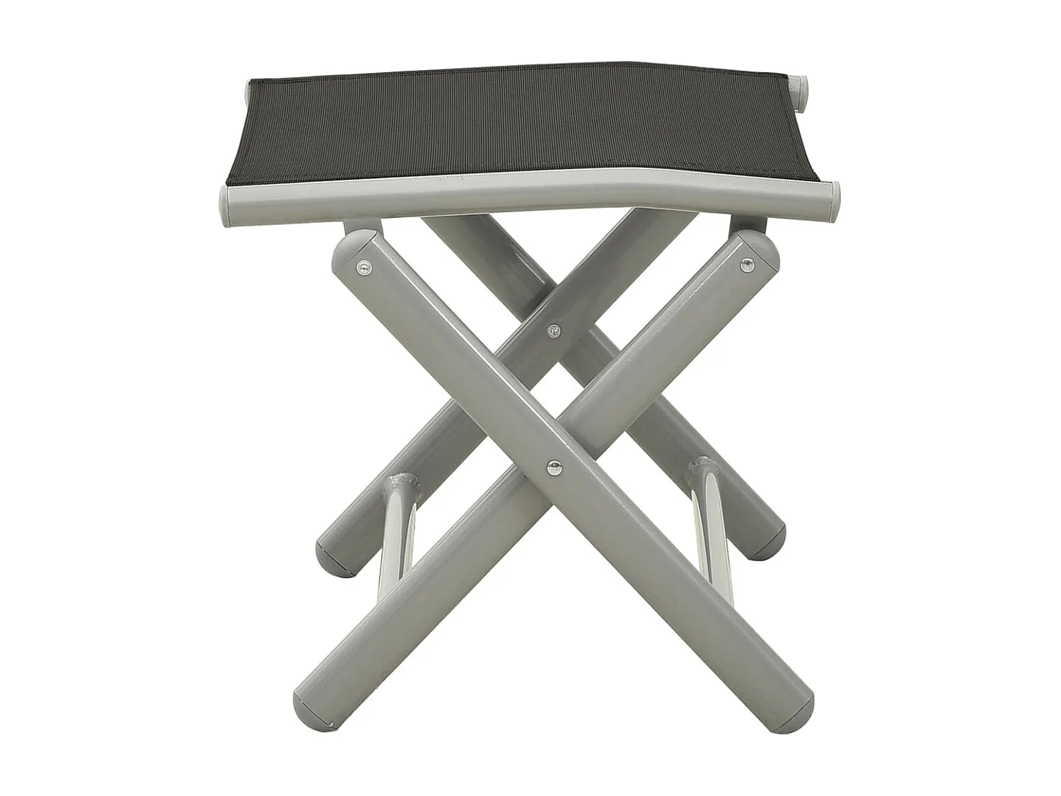 Repose-pied pliable noir et argenté textilène et aluminium