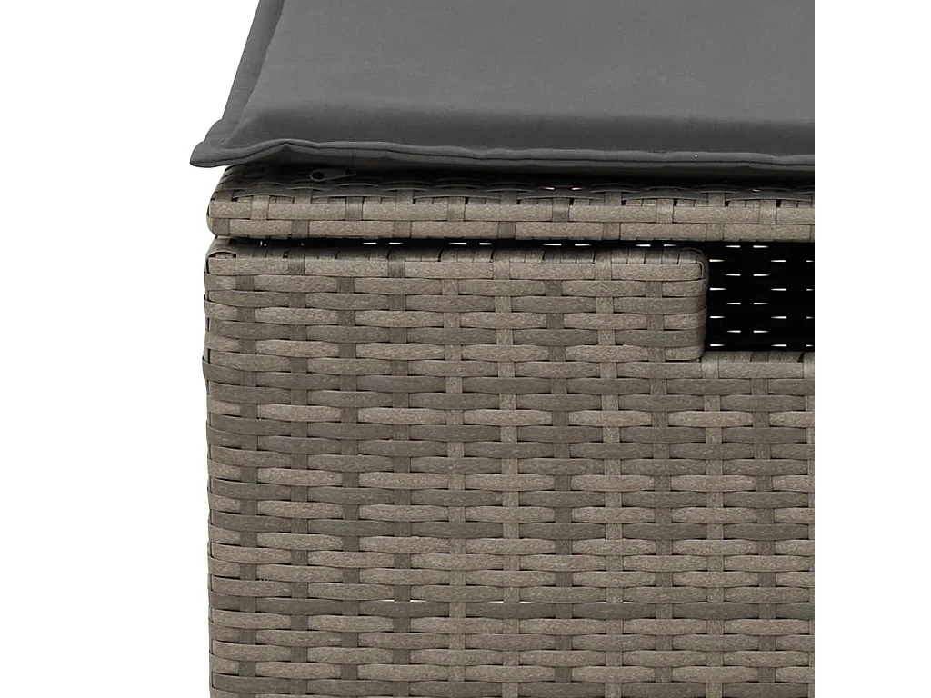 Tabouret de jardin avec coussin gris 55x55x37 cm résine tressée