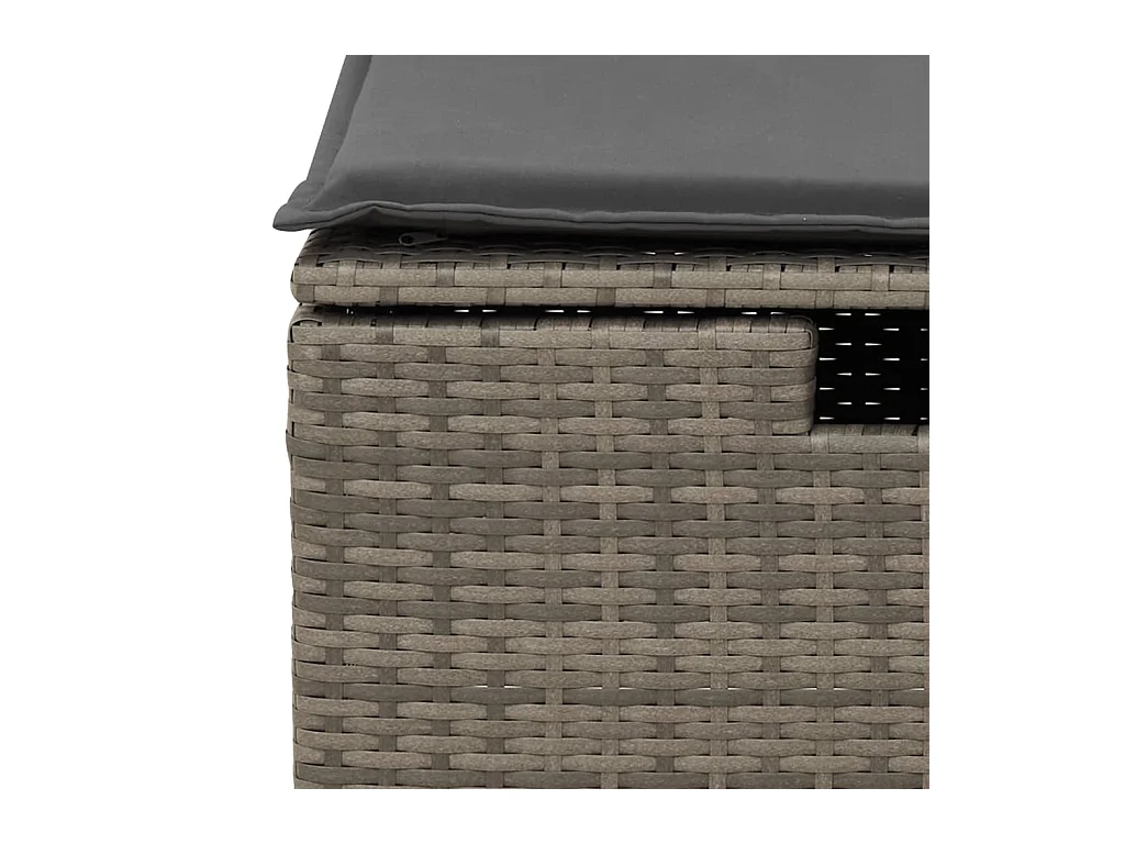 Tabouret de jardin avec coussin gris 55x55x37 cm résine tressée