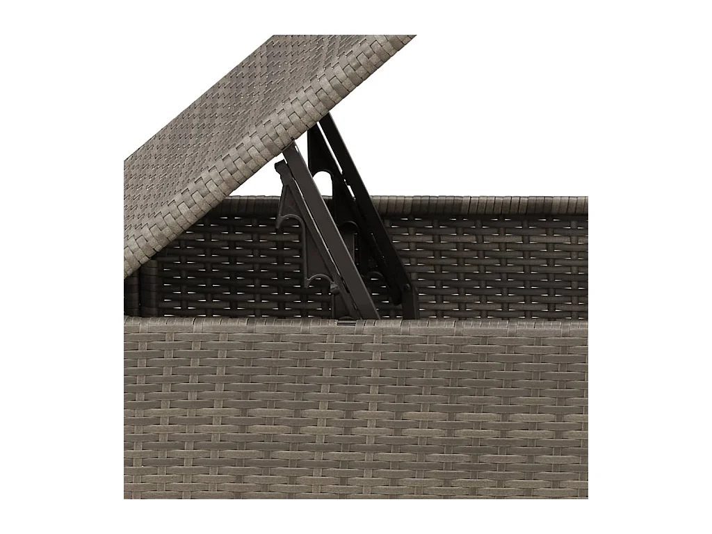 Tabouret de jardin avec coussin gris 55x55x37 cm résine tressée