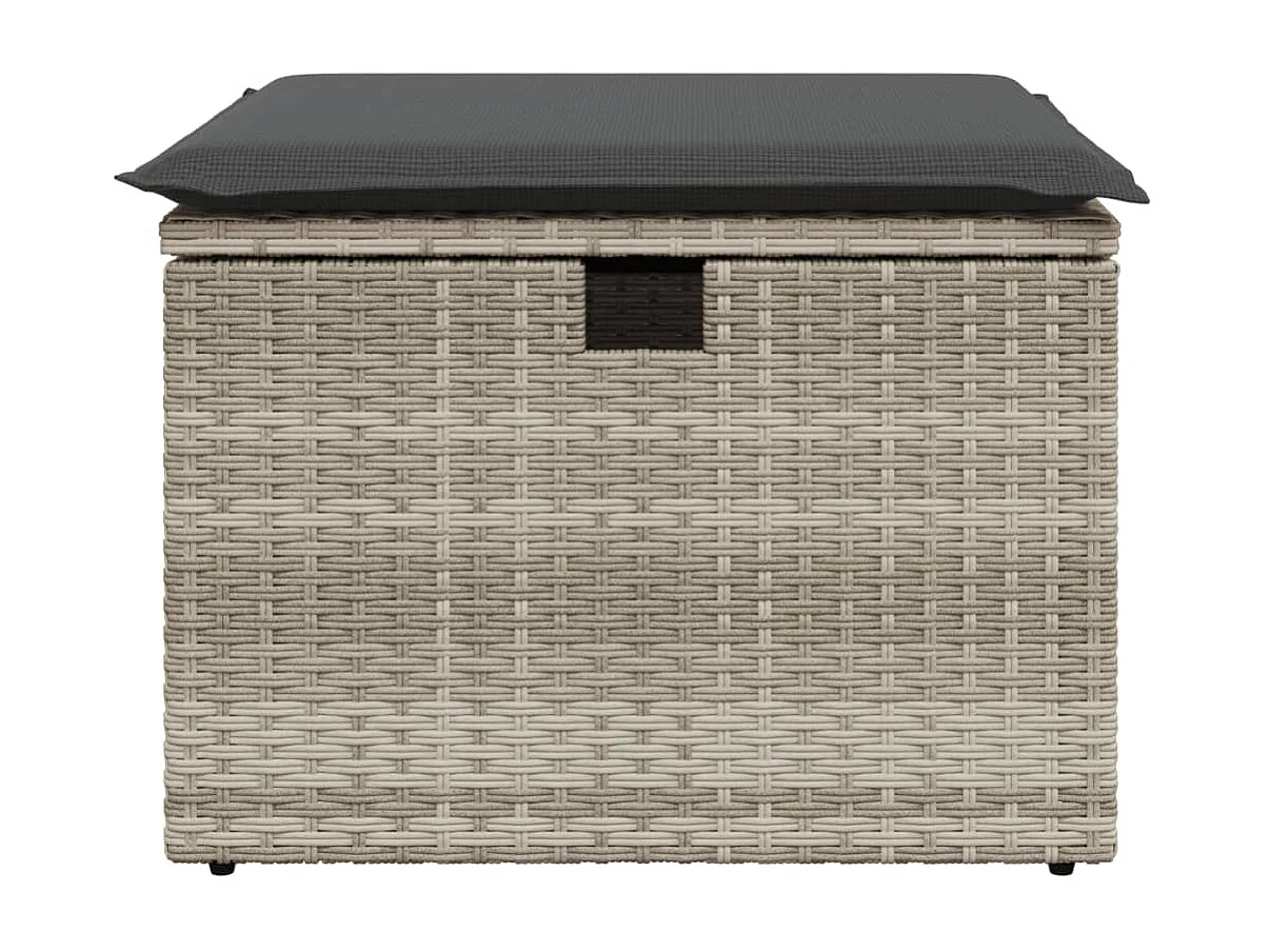 Banqueta de jardim almofada cinza claro 55x55x37cm resina tecida