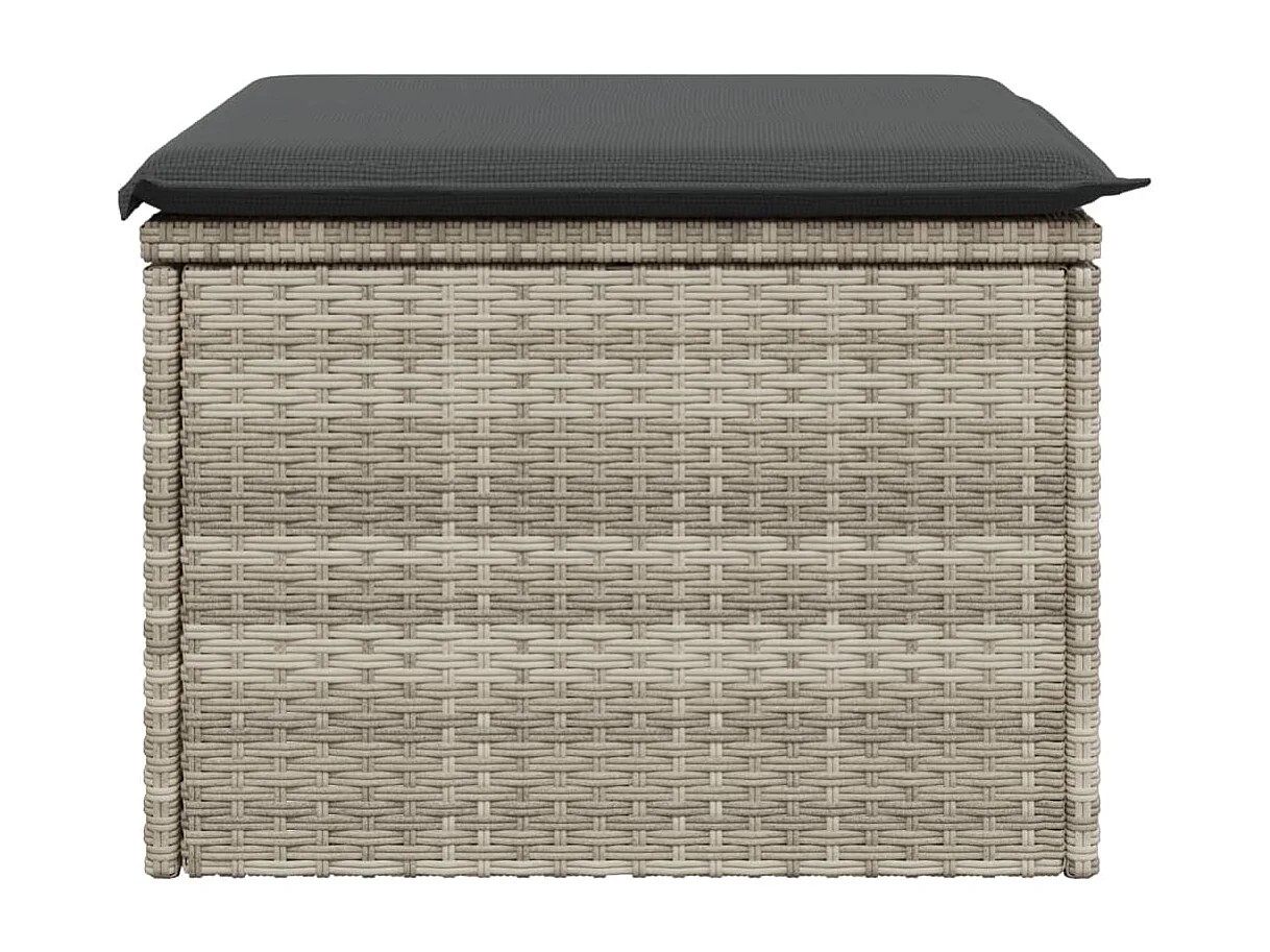 Banqueta de jardim almofada cinza claro 55x55x37cm resina tecida