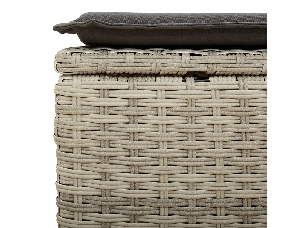 Banqueta de jardim almofada cinza claro 55x55x37cm resina tecida