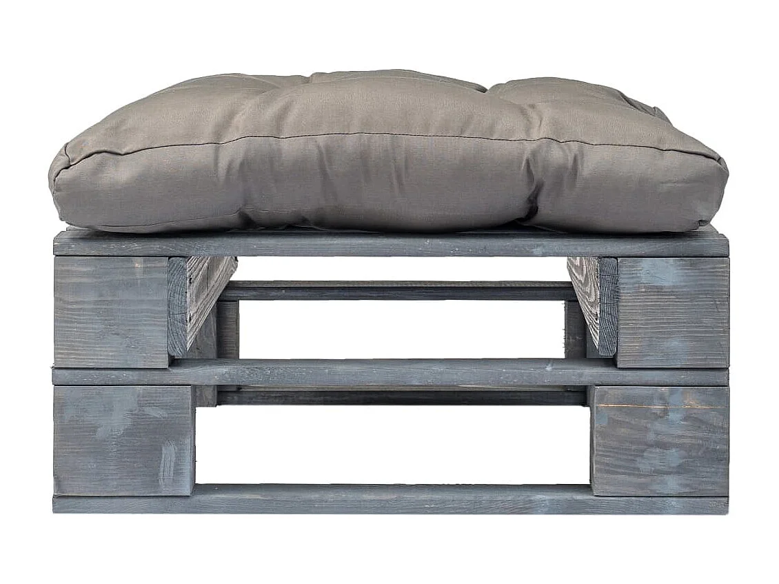 Repose-pied palette de jardin avec coussin en gris gris bois