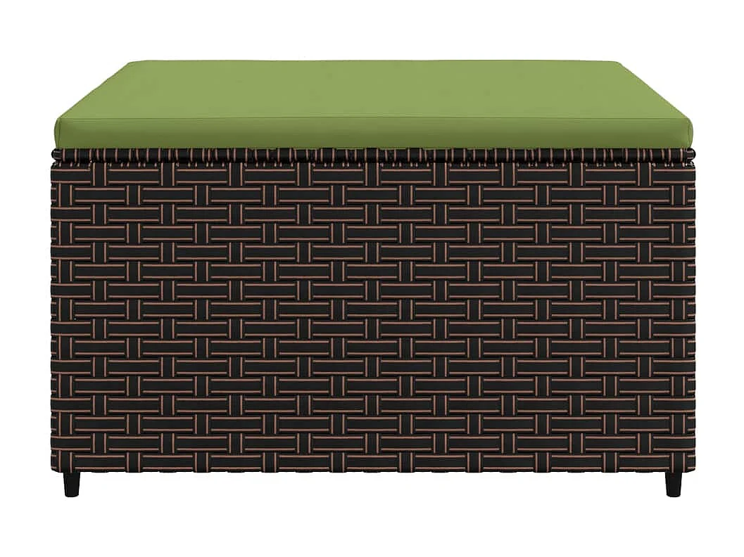 Repousa-pés de jardim com almofada de resina trançada marrom