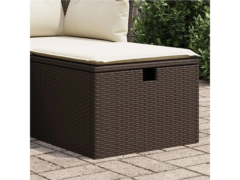 Tabouret de jardin avec coussin brun 55x55x37 cm résine tressée