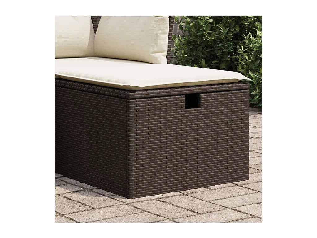 Tabouret de jardin avec coussin brun 55x55x37 cm résine tressée