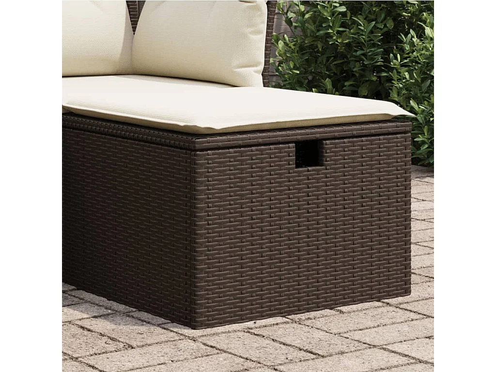 Tabouret de jardin avec coussin brun 55x55x37 cm résine tressée