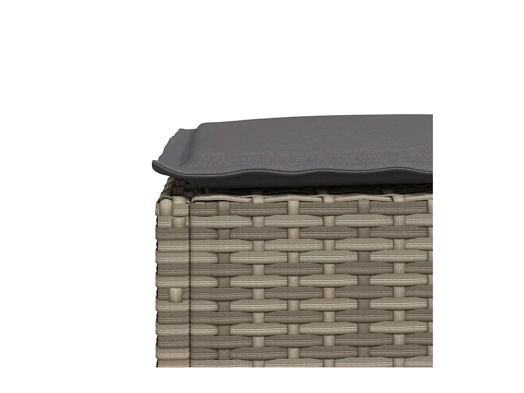 Tabouret de jardin et coussin gris 63,5x56x32 cm résine tressée