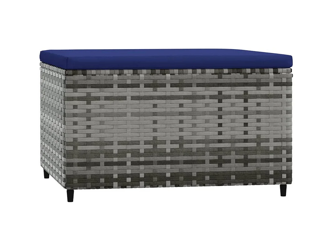 Repose-pieds de jardin et coussins lot de 2 gris résine tressée