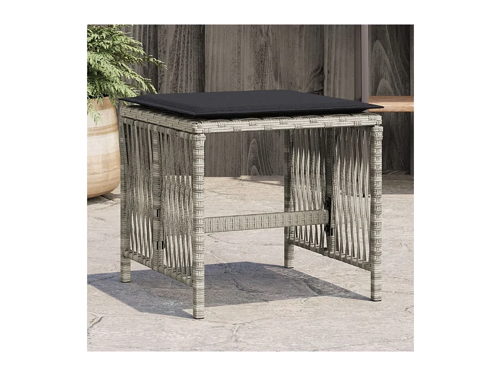 Tabourets de jardin et coussins lot de 4 gris clair 41x41x36 cm