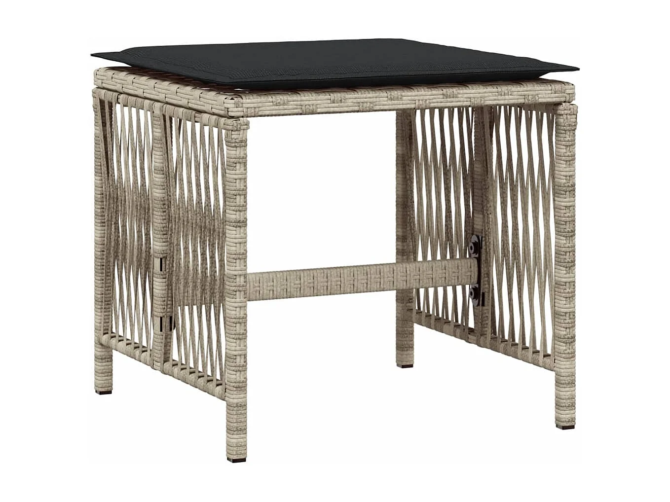 Tabourets de jardin et coussins lot de 4 gris clair 41x41x36 cm