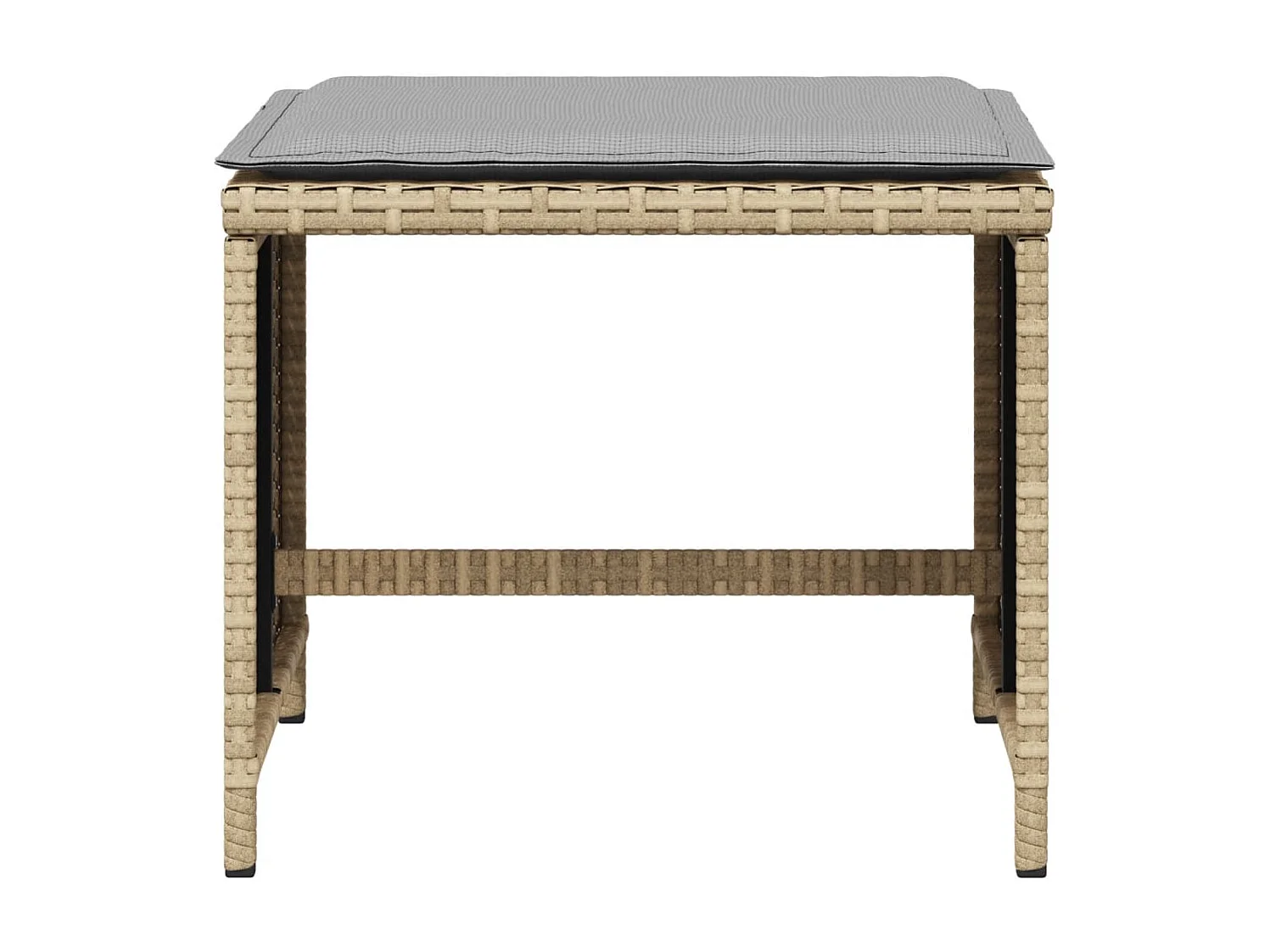 Tabourets de jardin et coussins lot de 4 mélange beige rotin