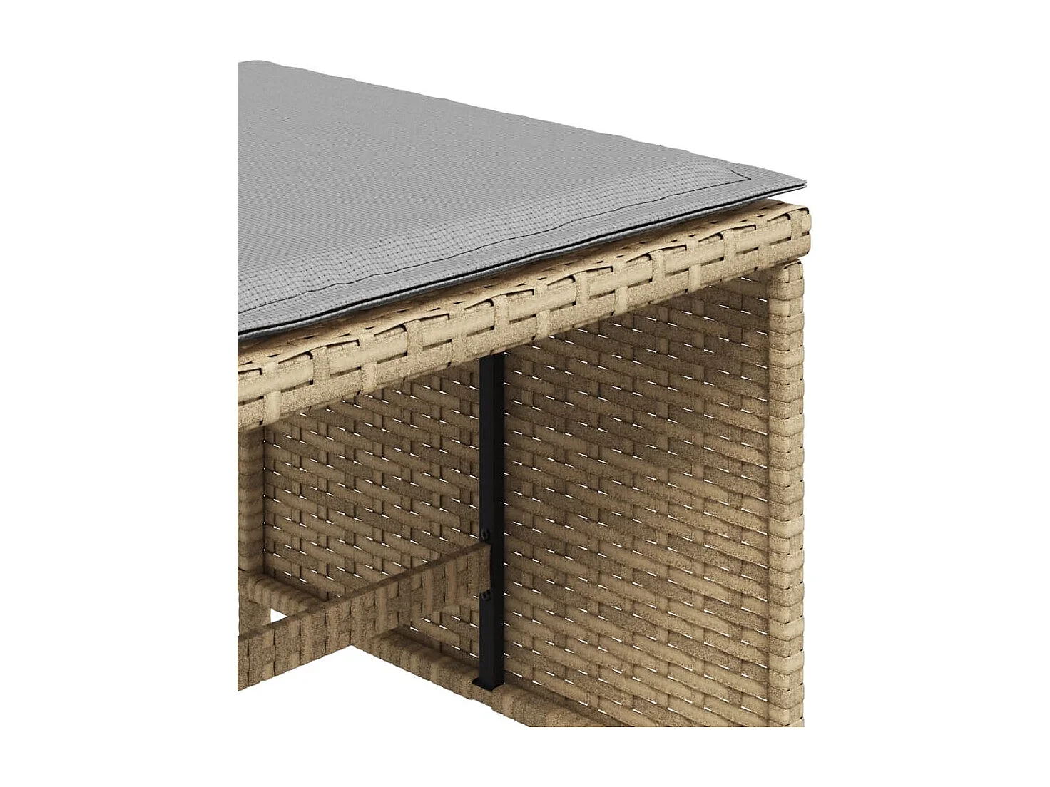 Tabourets de jardin et coussins lot de 4 mélange beige rotin