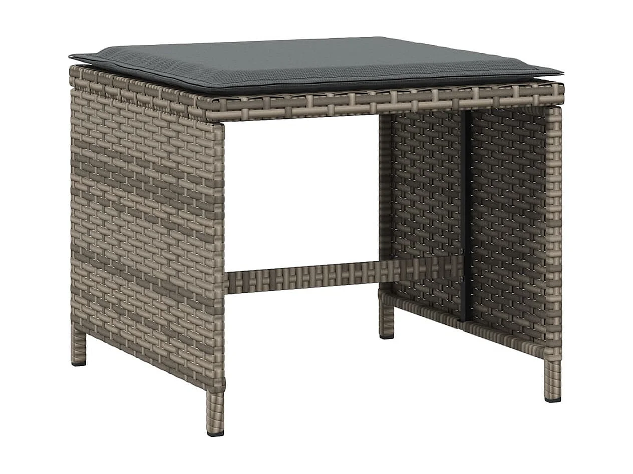 Tuinkrukjes met kussens set van 4 grijs geweven hars