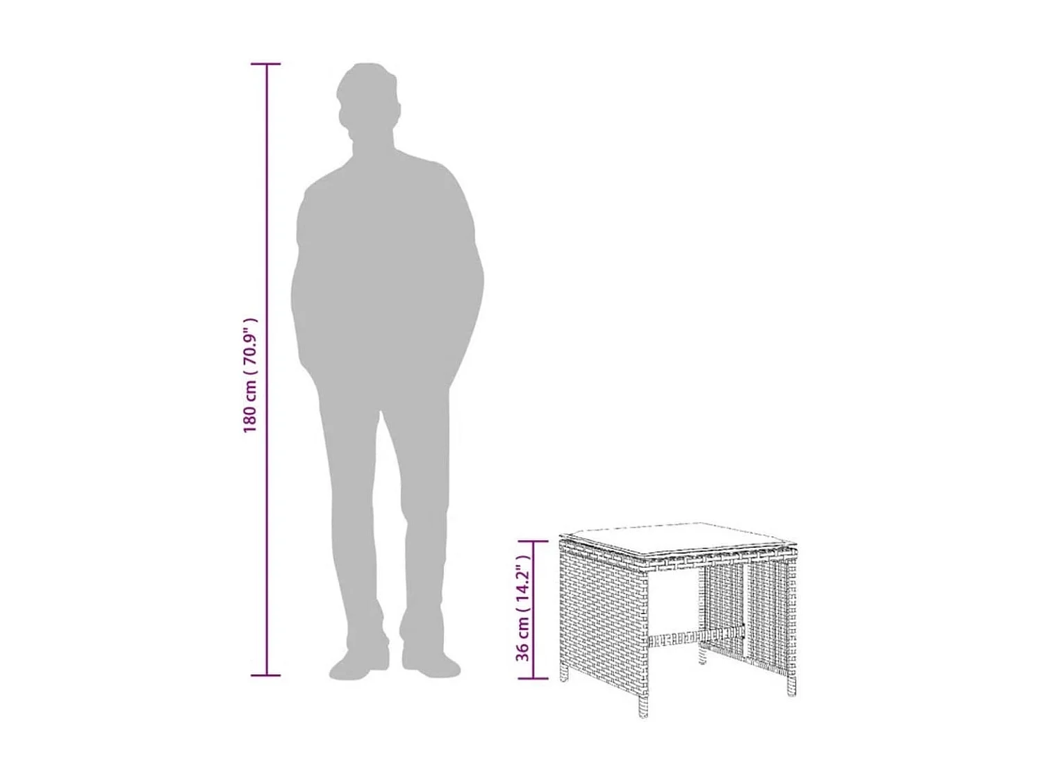 Juego de 4 taburetes y cojines de jardín ratán beige 41x41x36cm