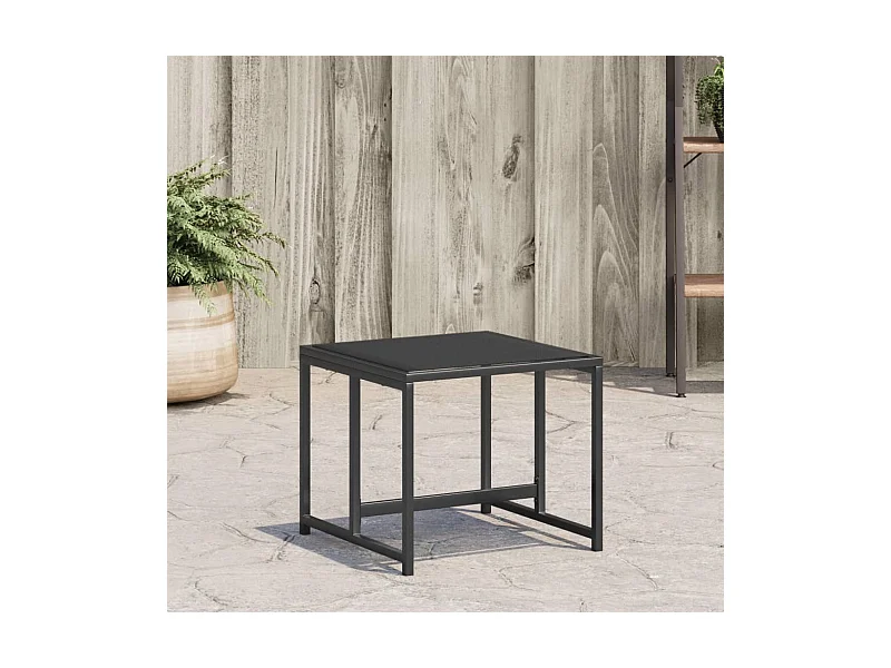 Taburetes de jardín 4 piezas acero negro y textilene