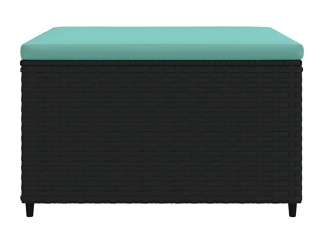 Juego de 2 reposapiés y cojines de jardín de resina trenzada negra