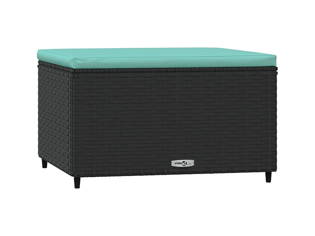 Repose-pieds de jardin et coussins lot de 2 noir résine tressée