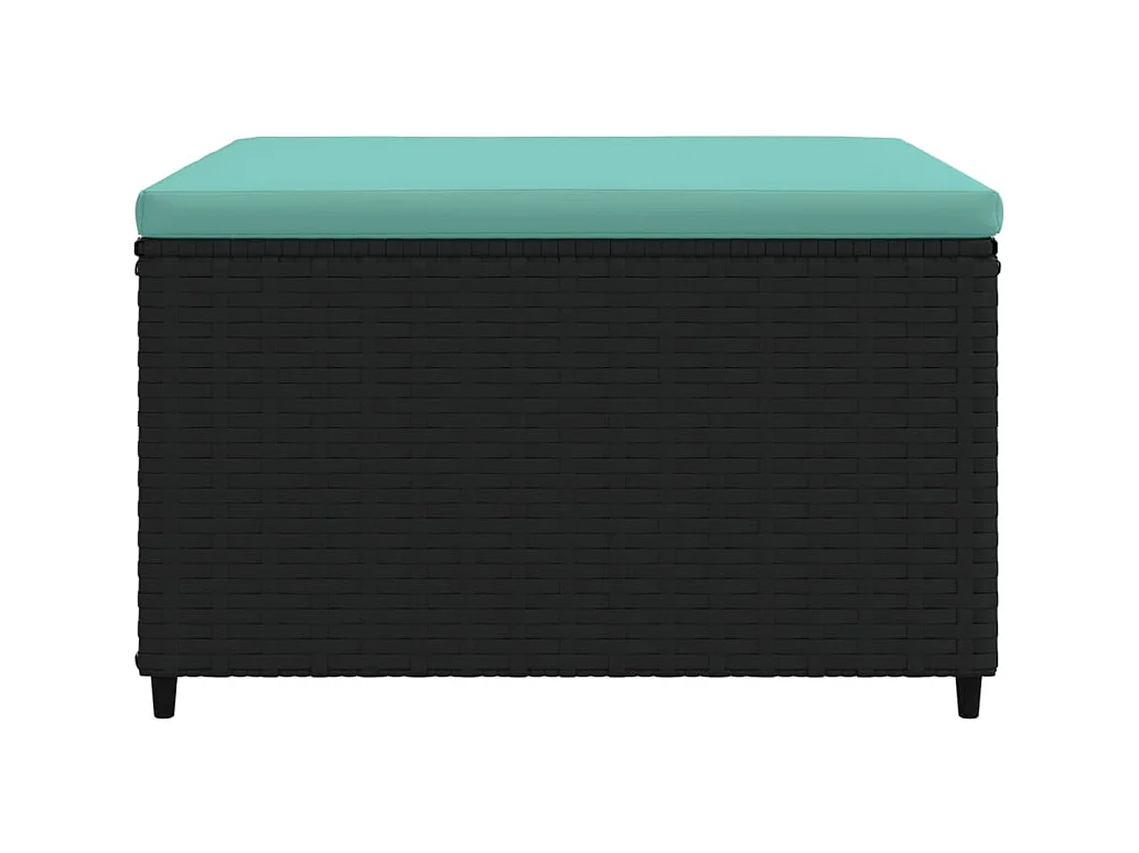 Repose-pieds de jardin et coussins lot de 2 noir résine tressée