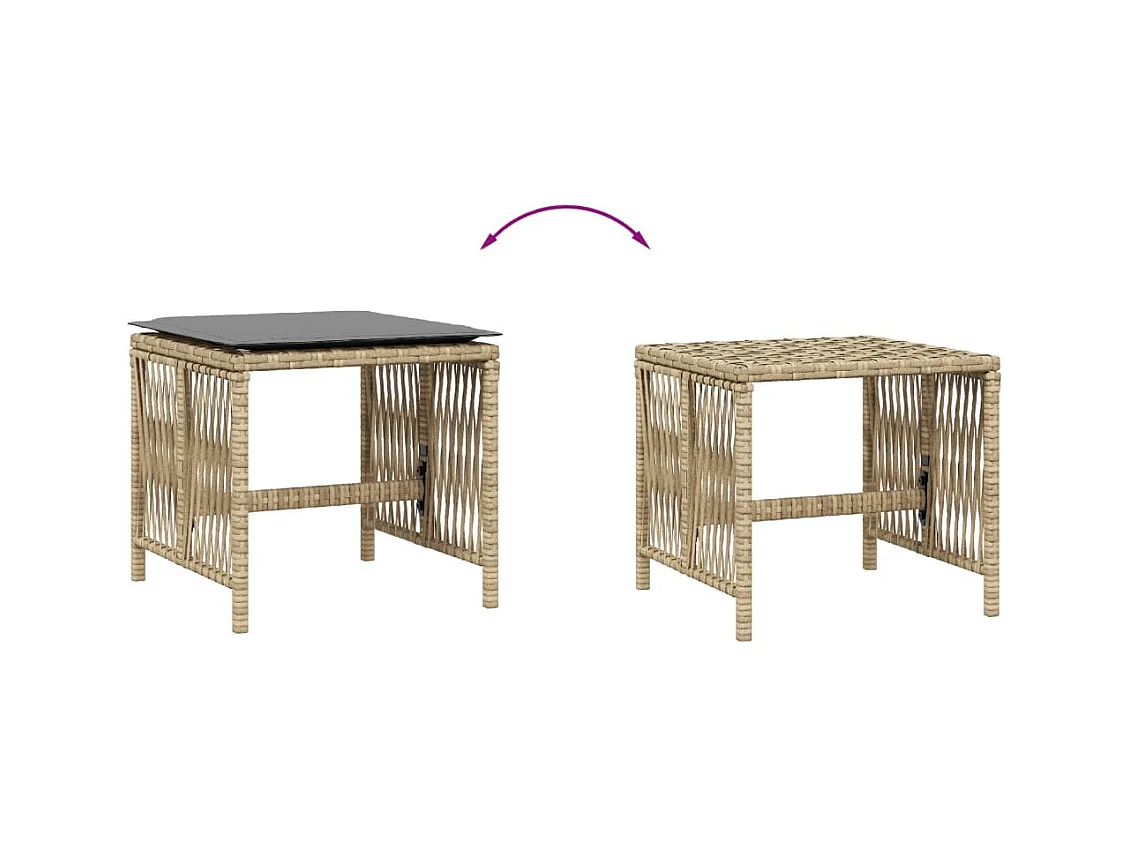 Tabourets jardin et coussins lot de 4 mélange beige 41x41x36 cm