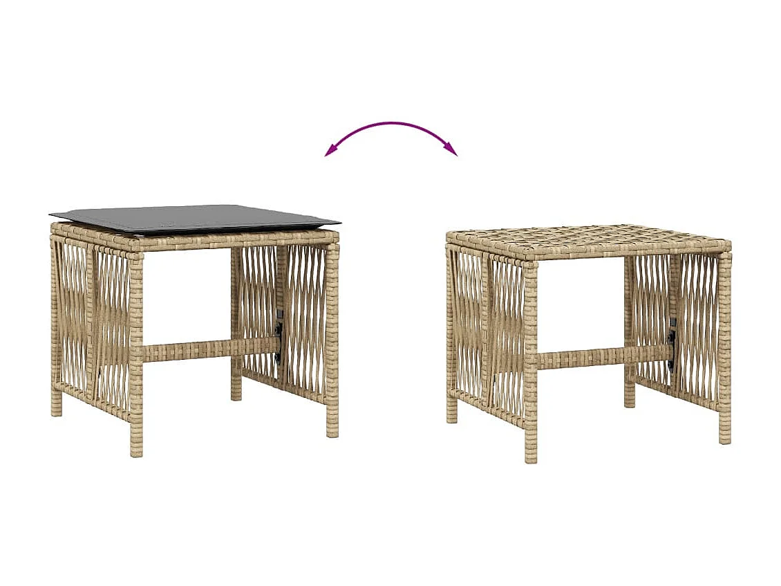 Tabourets jardin et coussins lot de 4 mélange beige 41x41x36 cm