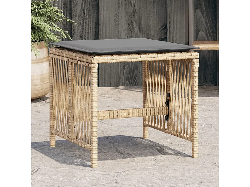 Tabourets jardin et coussins lot de 4 mélange beige 41x41x36 cm