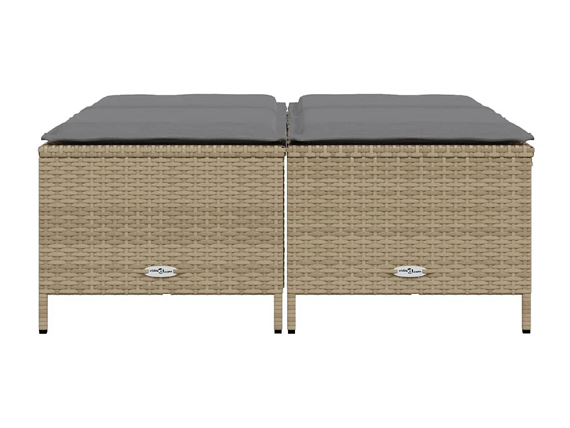 Conjunto de 4 bancos de jardim com almofadas em resina tecida bege