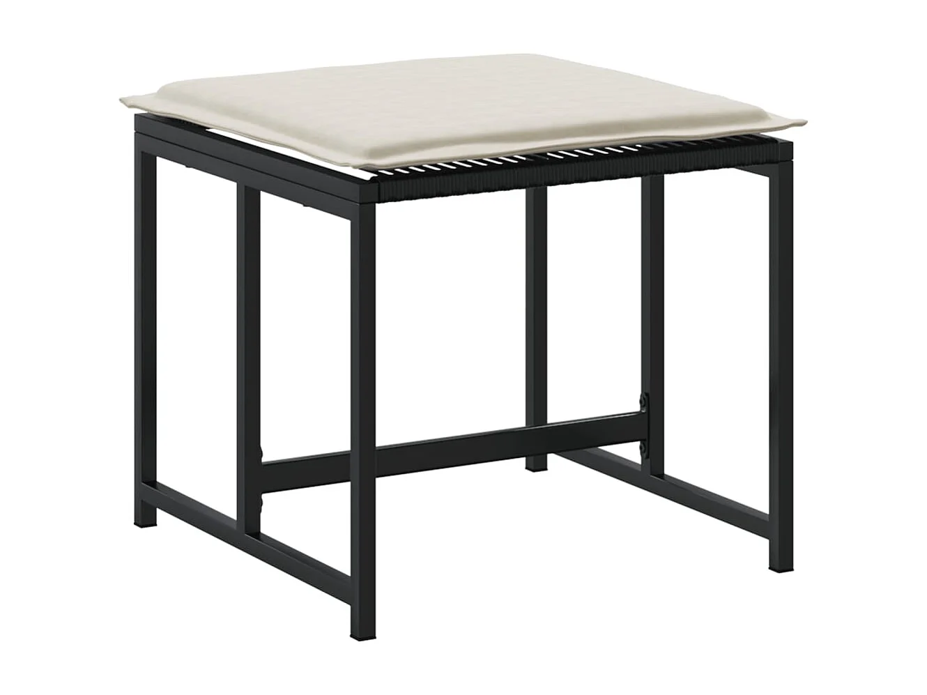 Tabourets de jardin avec coussins lot de 4 noir résine tressée