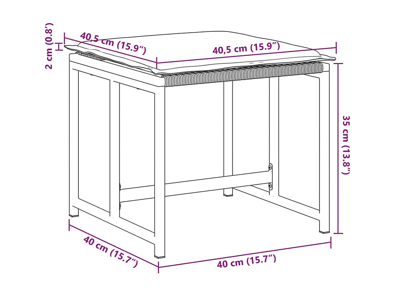Tabourets de jardin avec coussins lot de 4 noir résine tressée