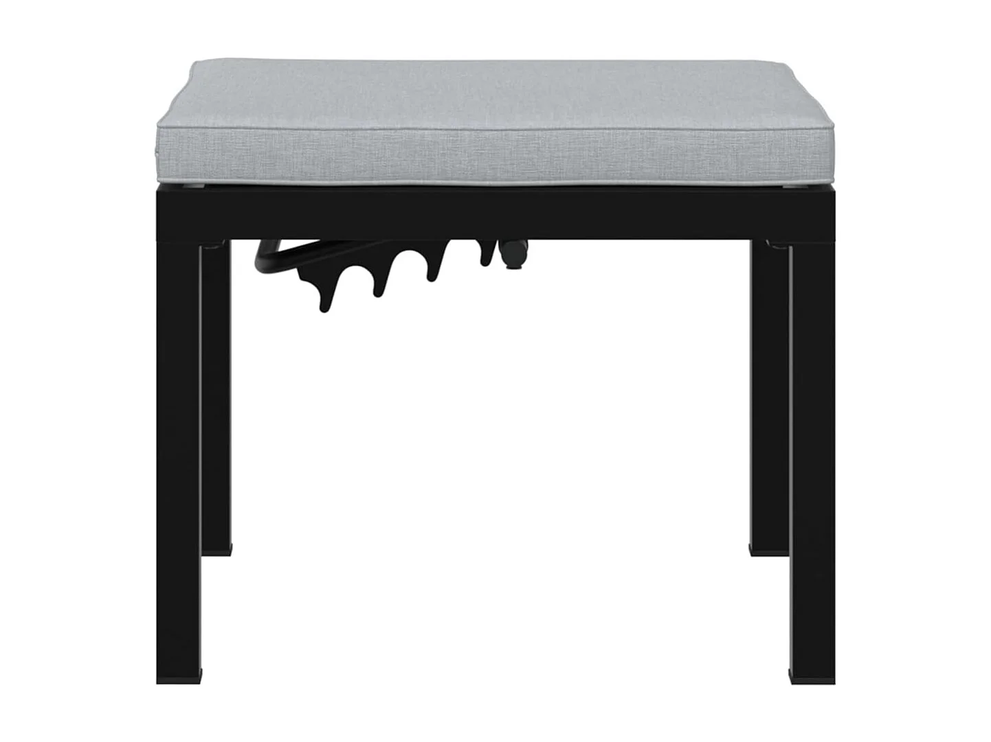 Tabouret de jardin avec coussin noir acier enduit de poudre
