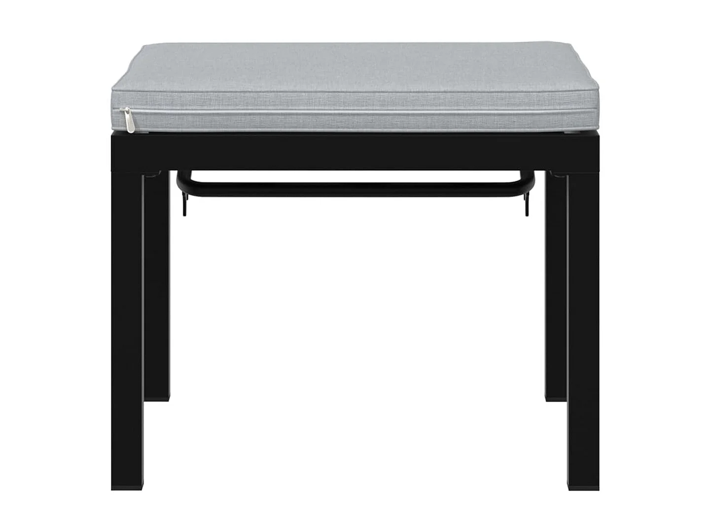 Tabouret de jardin avec coussin noir acier enduit de poudre