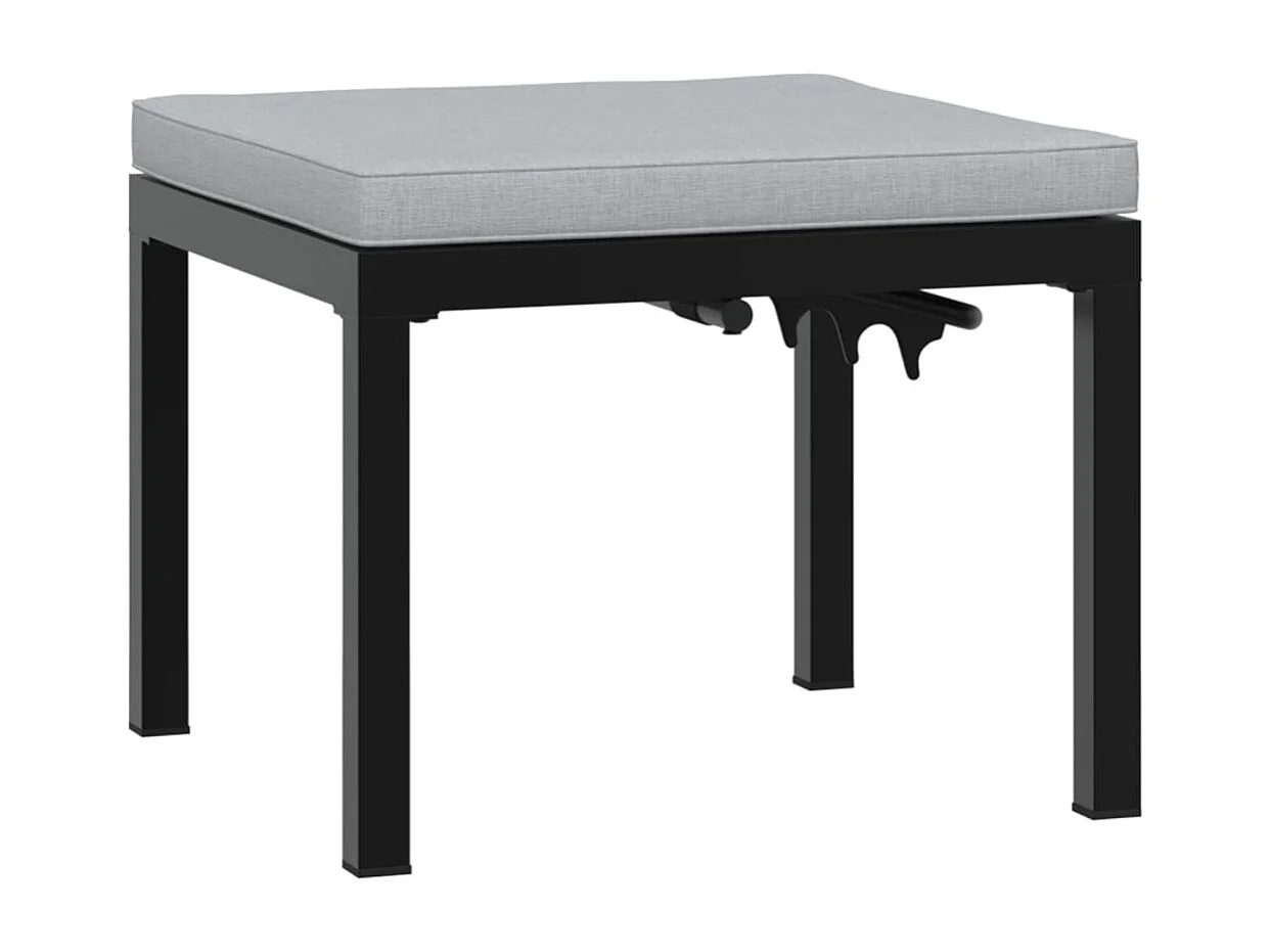 Tabouret de jardin avec coussin noir acier enduit de poudre