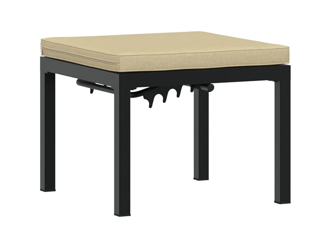 Tabouret de jardin avec coussin noir acier enduit de poudre