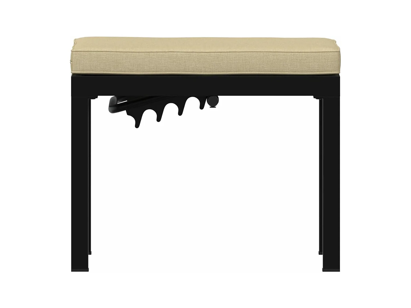 Tabouret de jardin avec coussin noir acier enduit de poudre