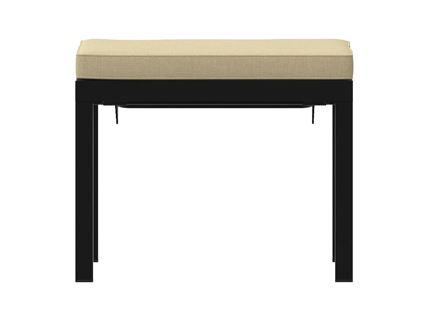Tabouret de jardin avec coussin noir acier enduit de poudre