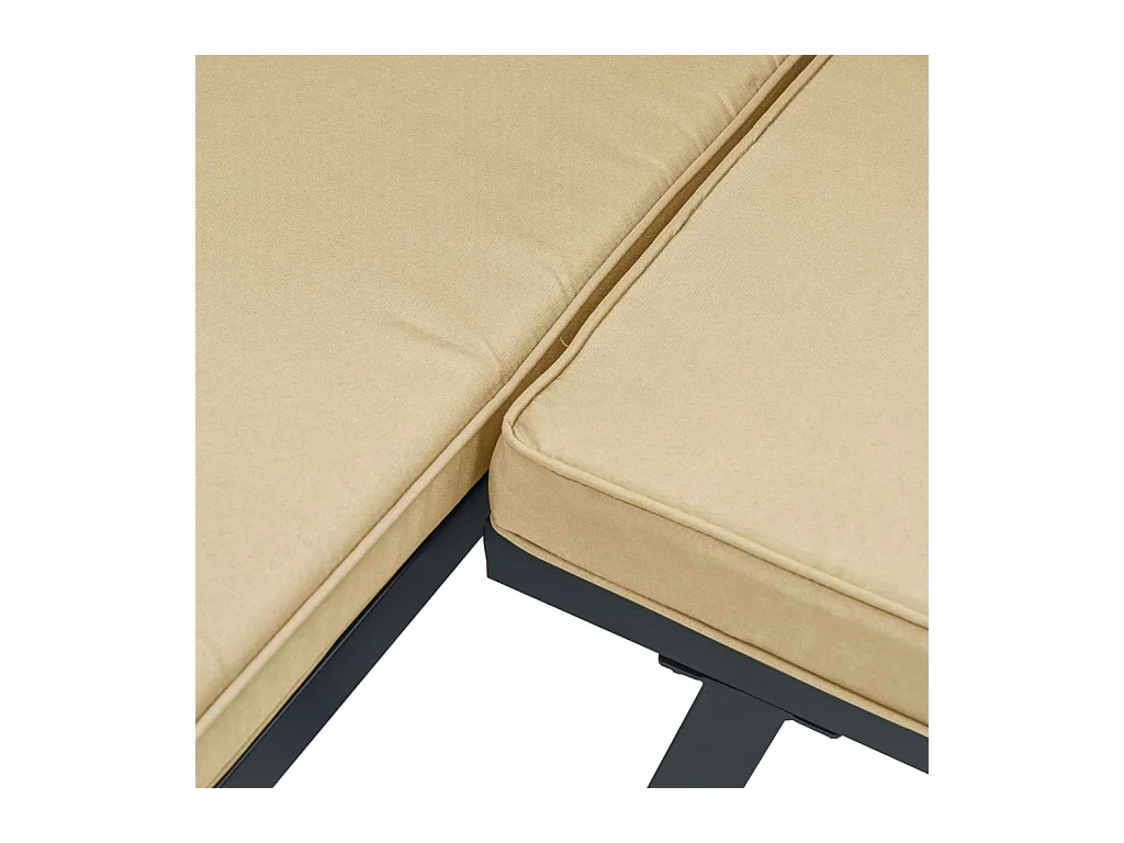 Tabouret de jardin avec coussin noir acier enduit de poudre